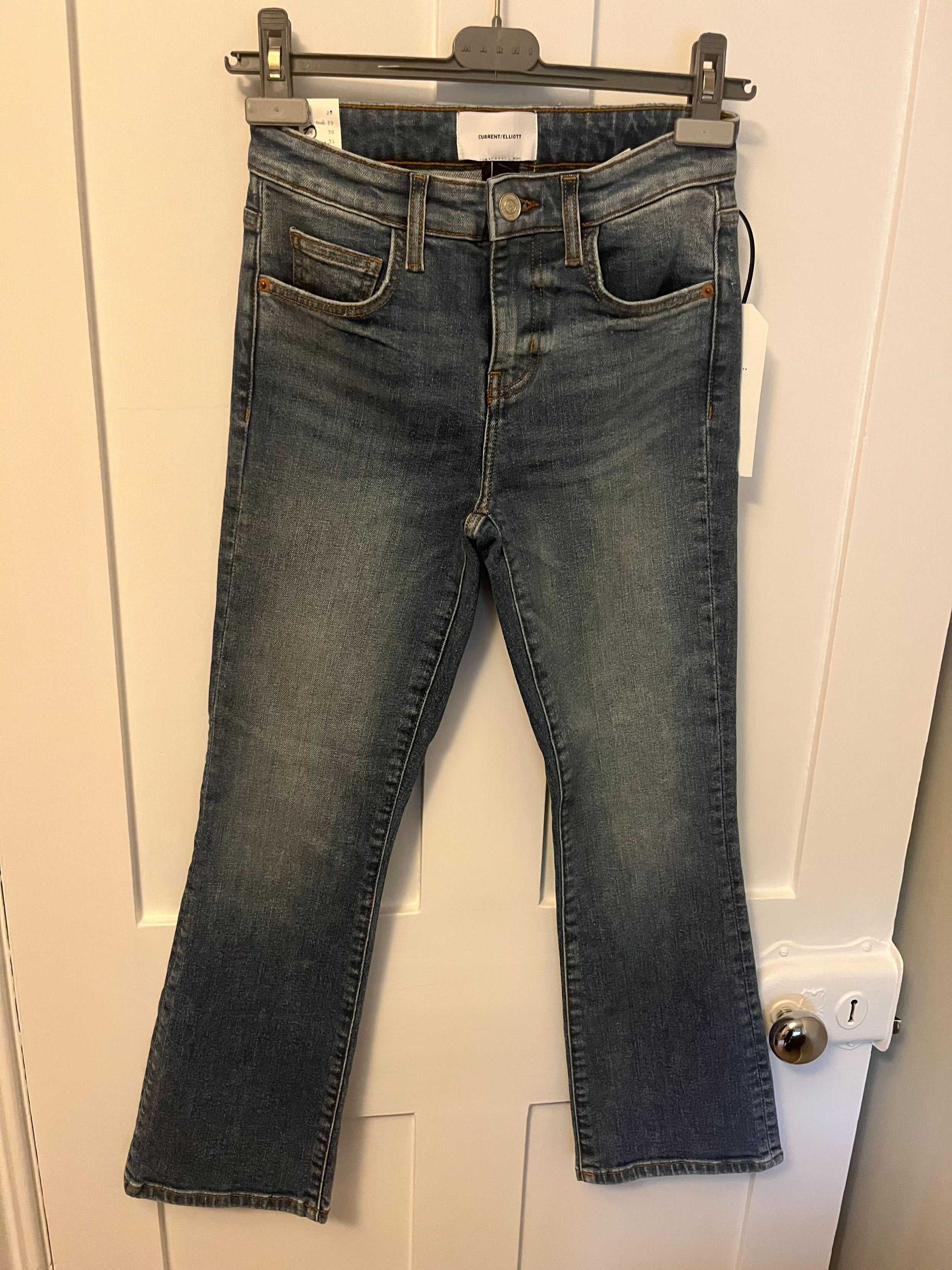 Mid-wash denim Lou cropped kickflare jeans