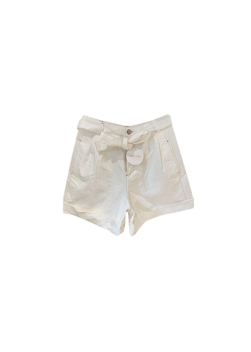 White cotton twill shorts