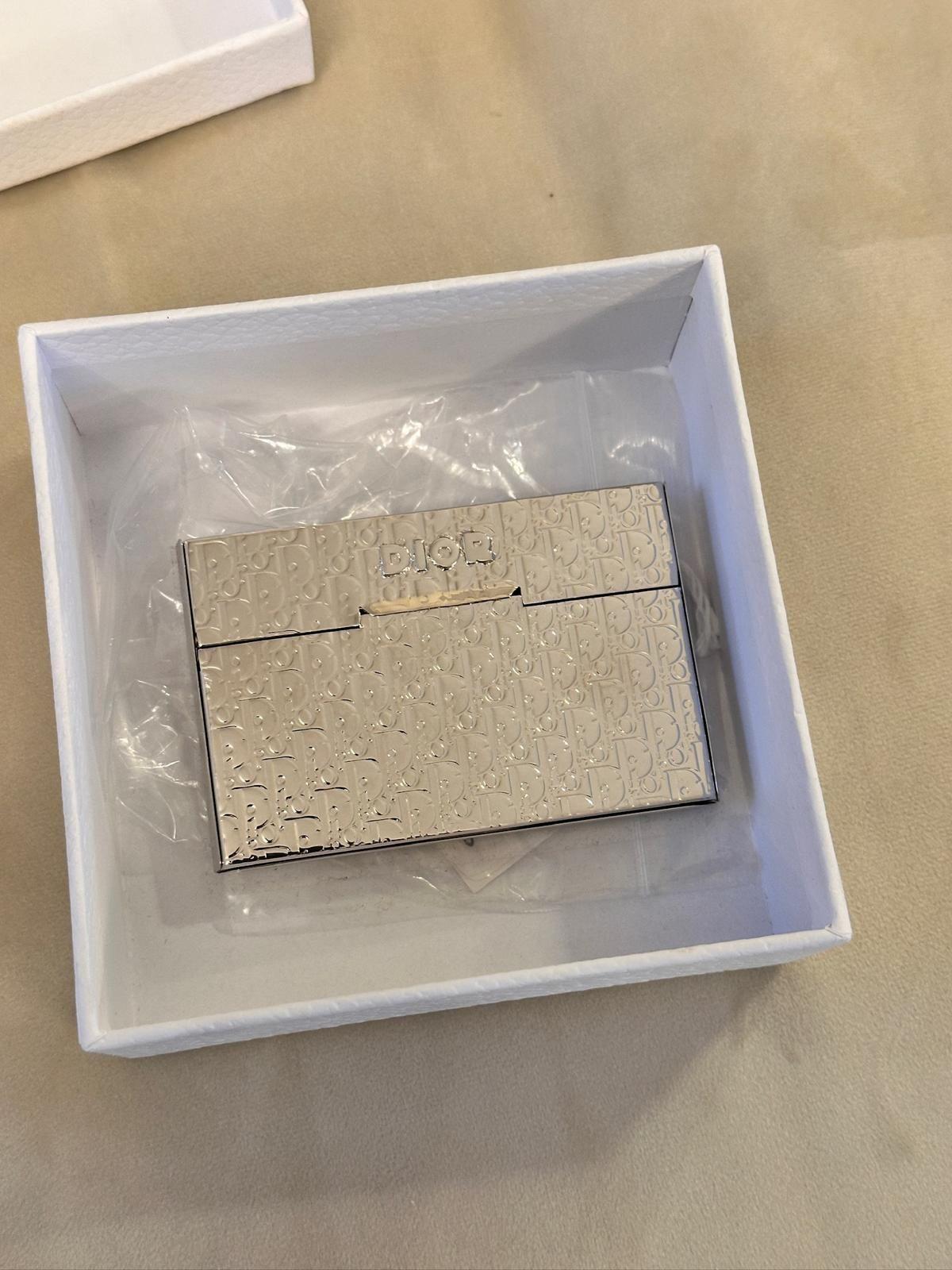 Dior Silver Oblique Metal Card Holder