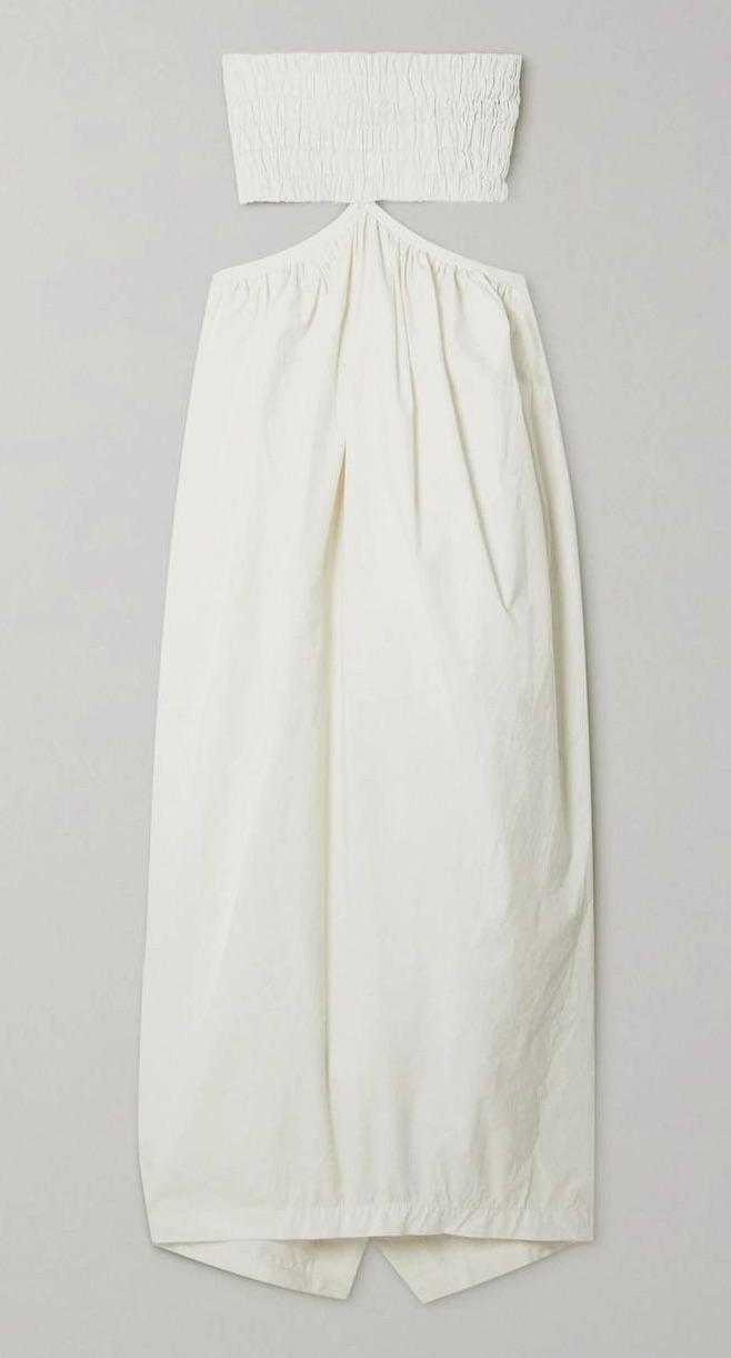 Christopher Esber White Ruched Cocoon Maxi Dress