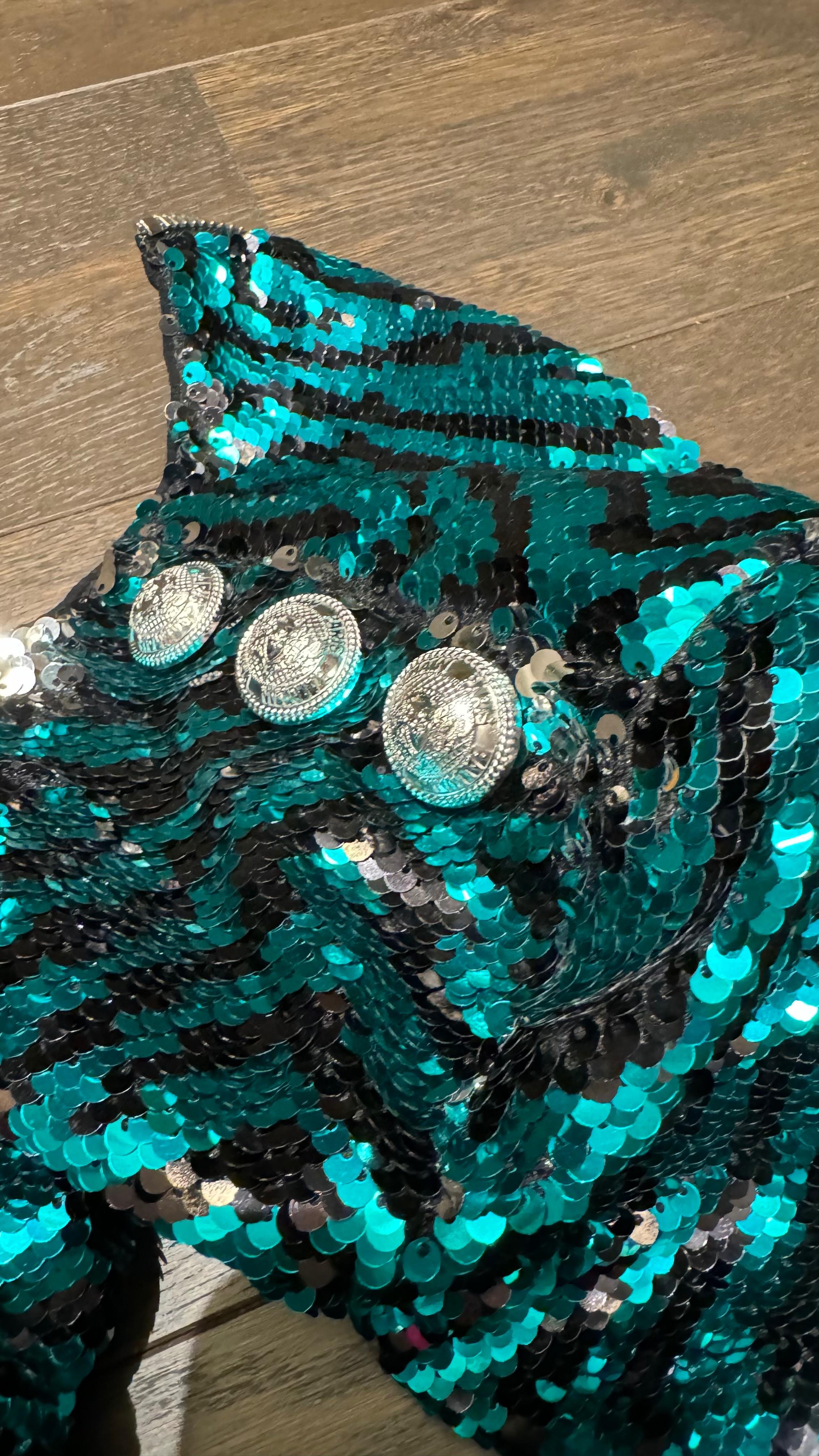 Balmain Green Sequin Mini Dress
