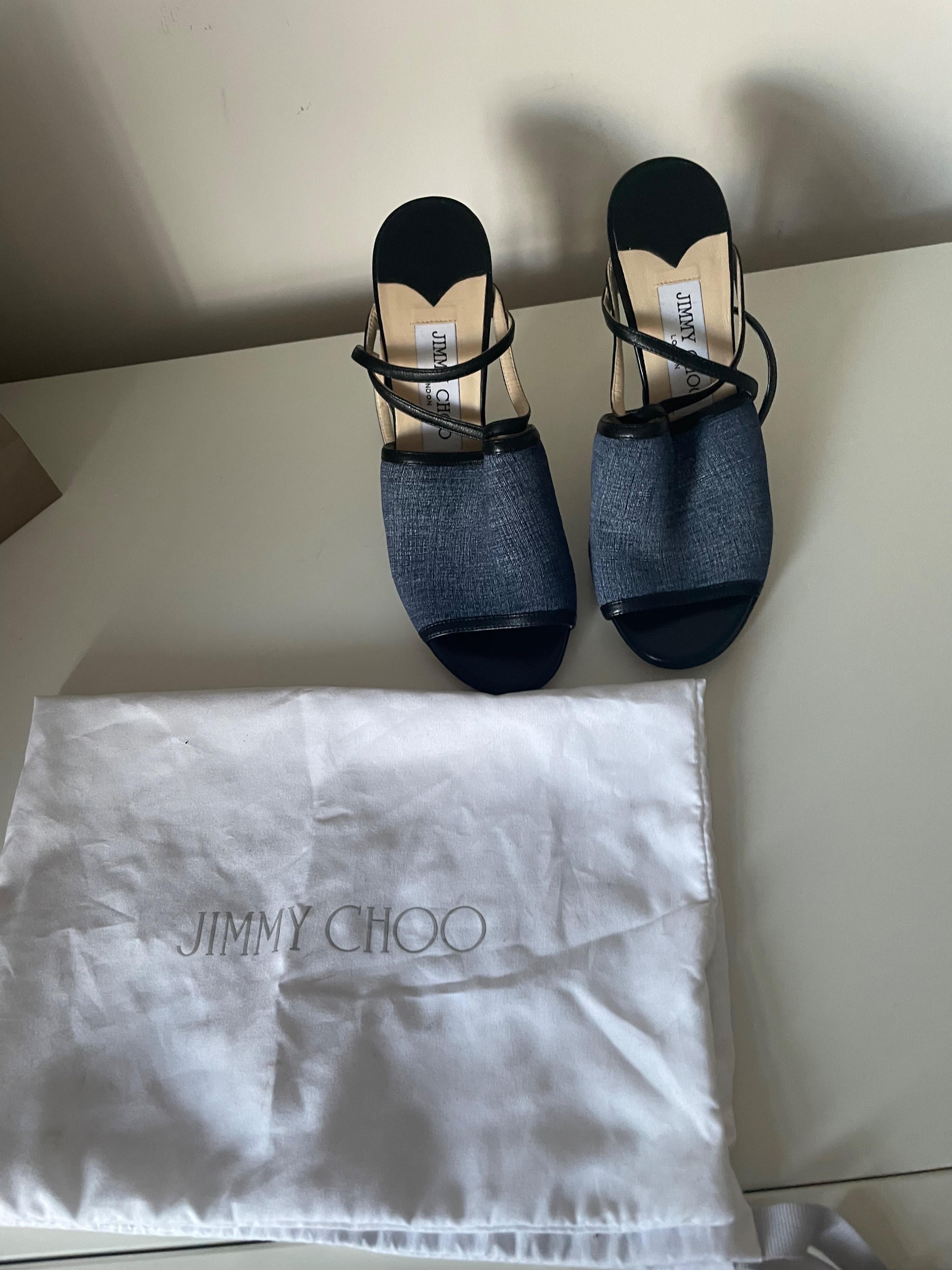 Flora Leather-trimmed Denim Sandals