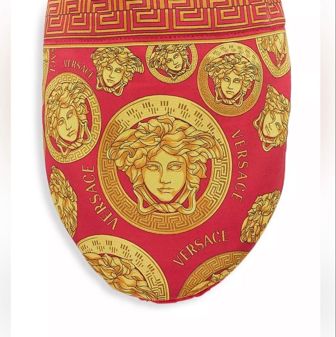 Versace Red Medusa Print Slippers