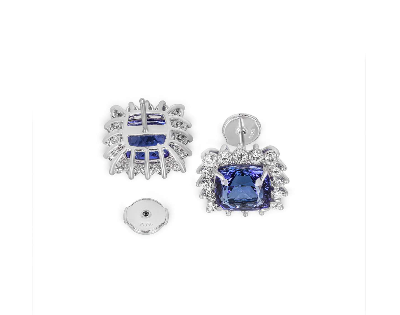 Platinum Set Diamond & Tanzanite Earrings