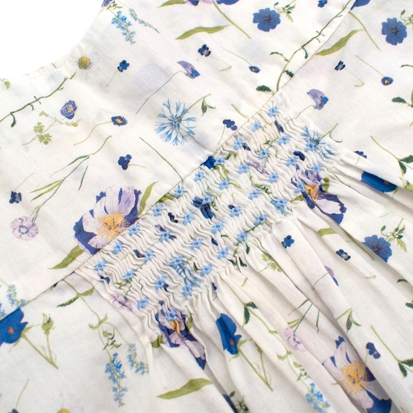 Fleurisse White Floral Cotton Smocking Dress