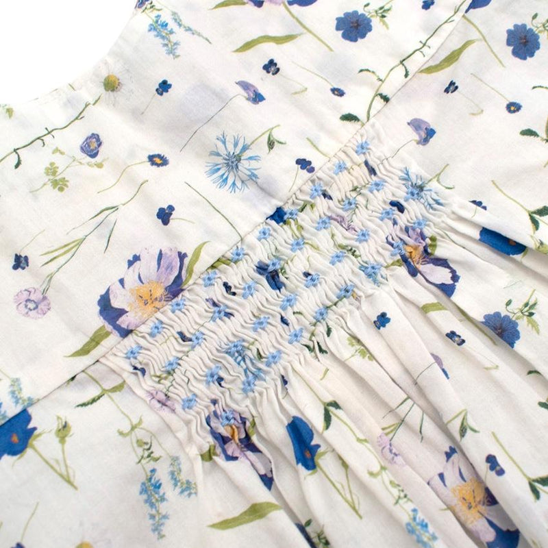 Fleurisse White Floral Cotton Smocking Dress