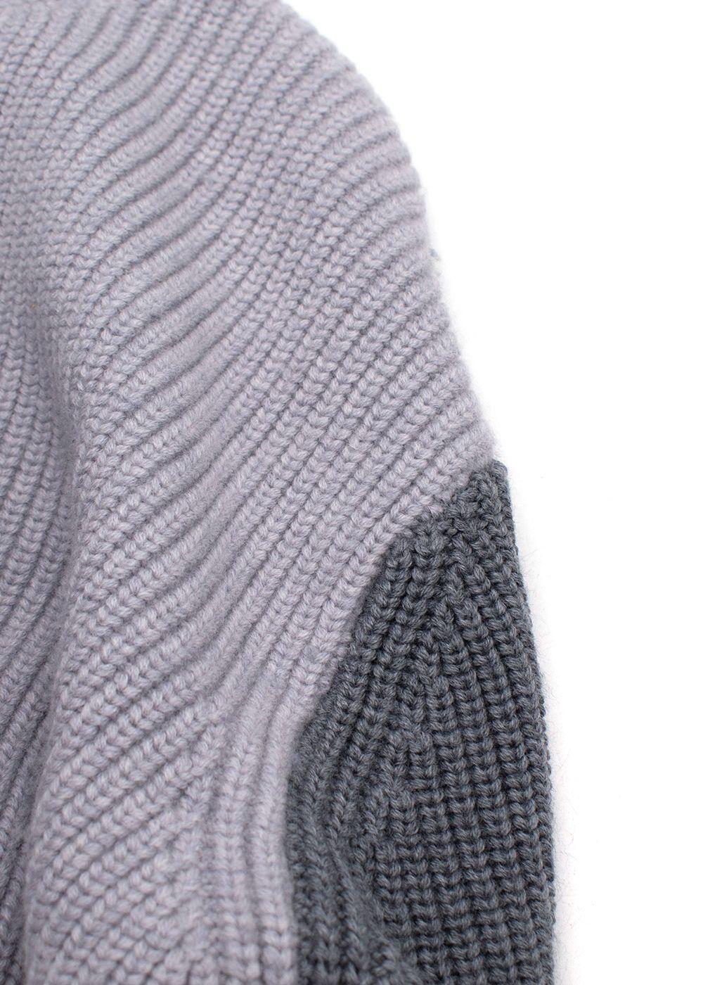 Victoria Beckham Grey Tricolour High Neck Wool Jumper
