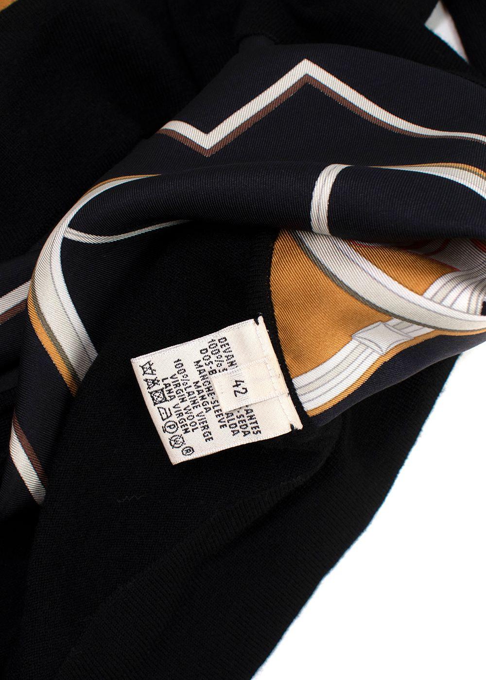 Hermes Black Patterned Silk Twillaine Cardigan