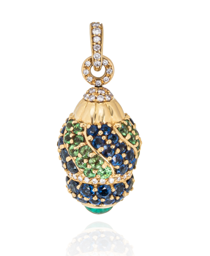 18ct Yellow Gold Diamond & Sapphire Pendant