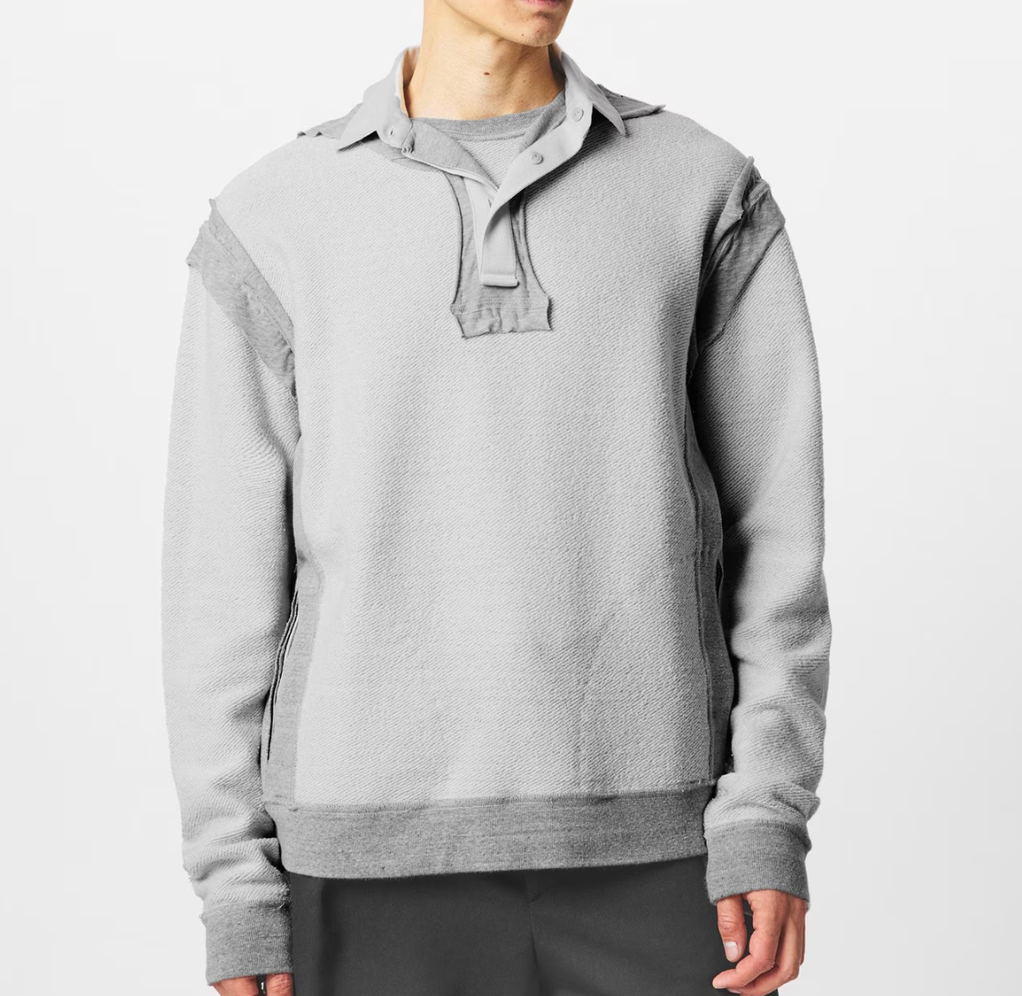 Maison Margiela Grey Cotton Four Stitch Reversed Polo Jumper