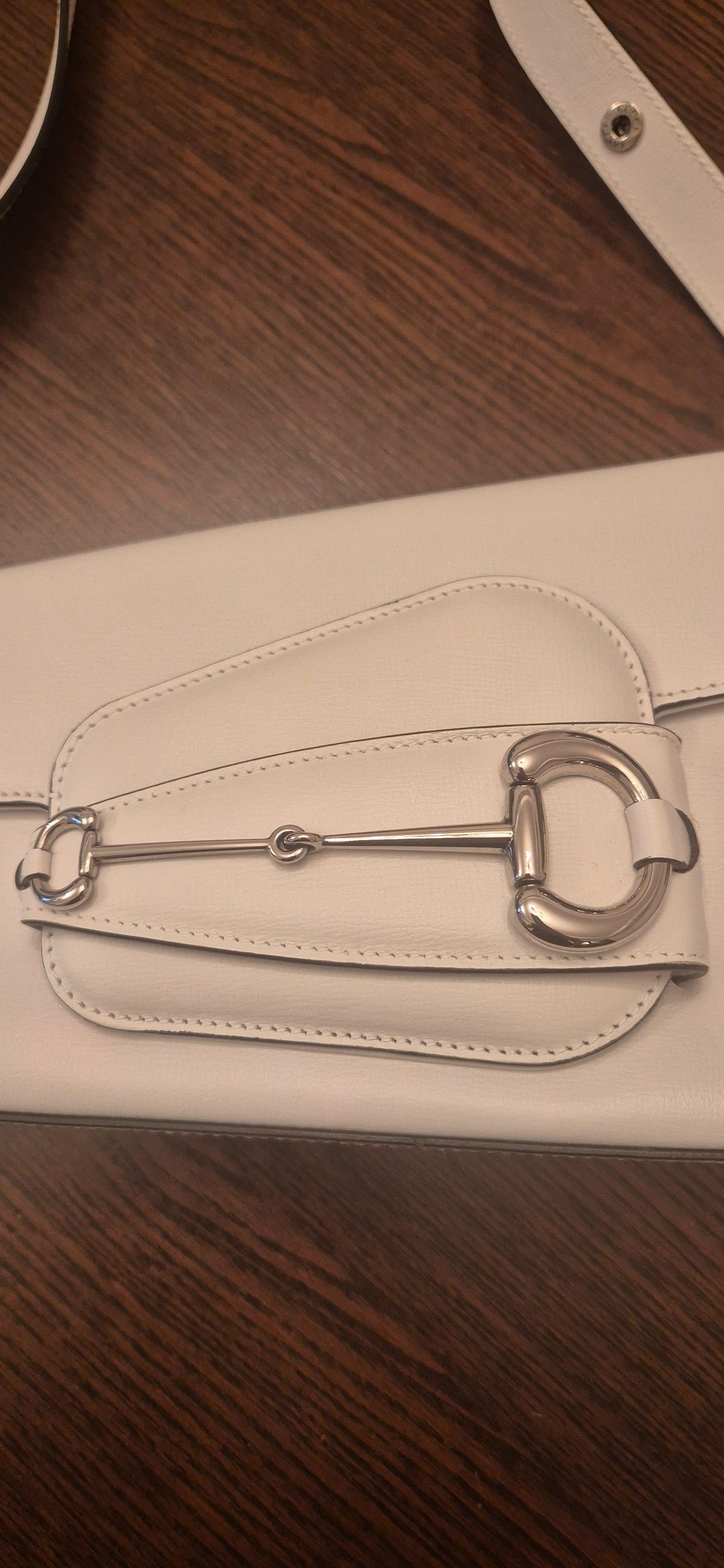 Gucci White Leather Horsebit 1955