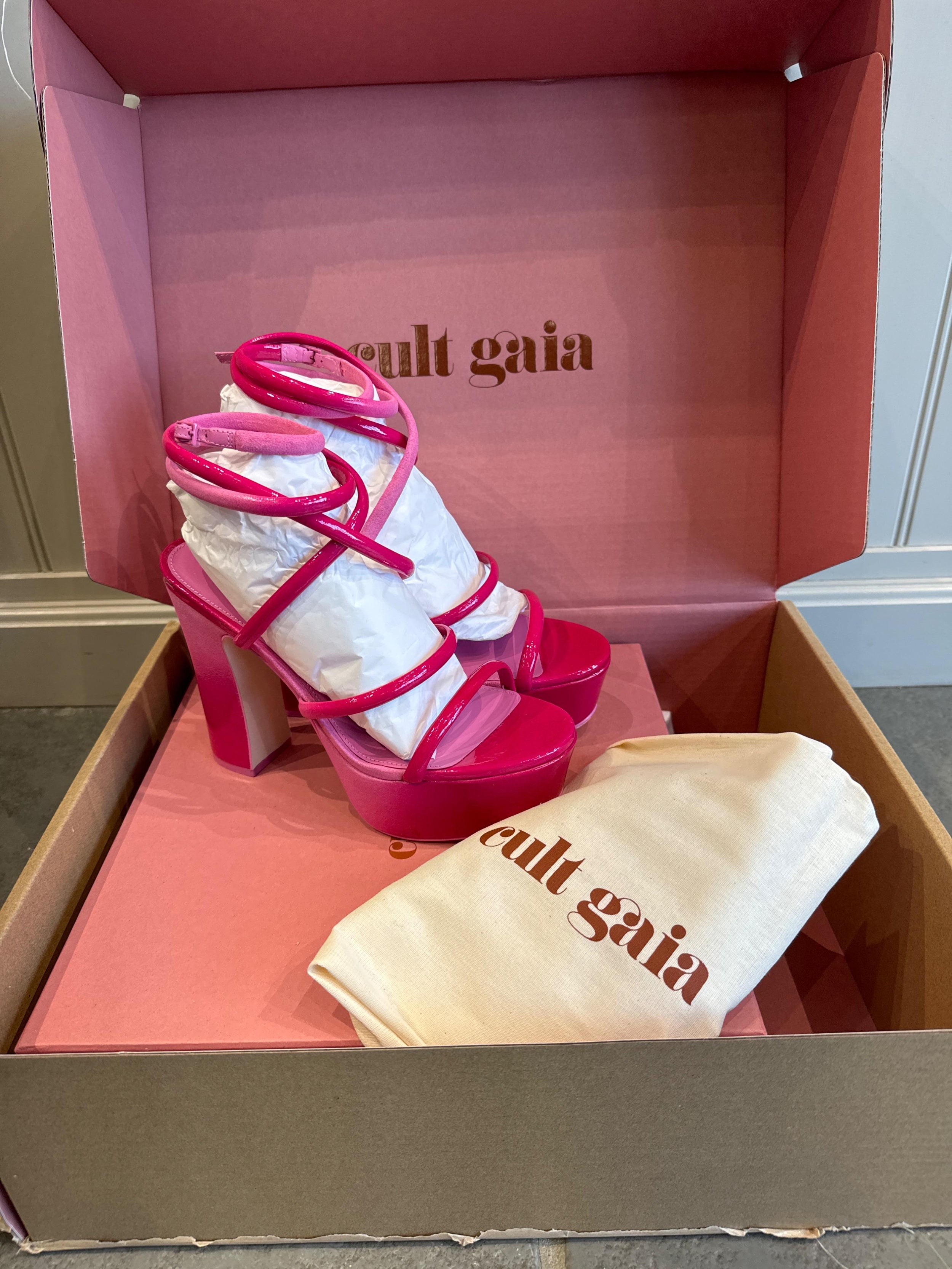 Cult Gaia Pink Aliza Platform Heels