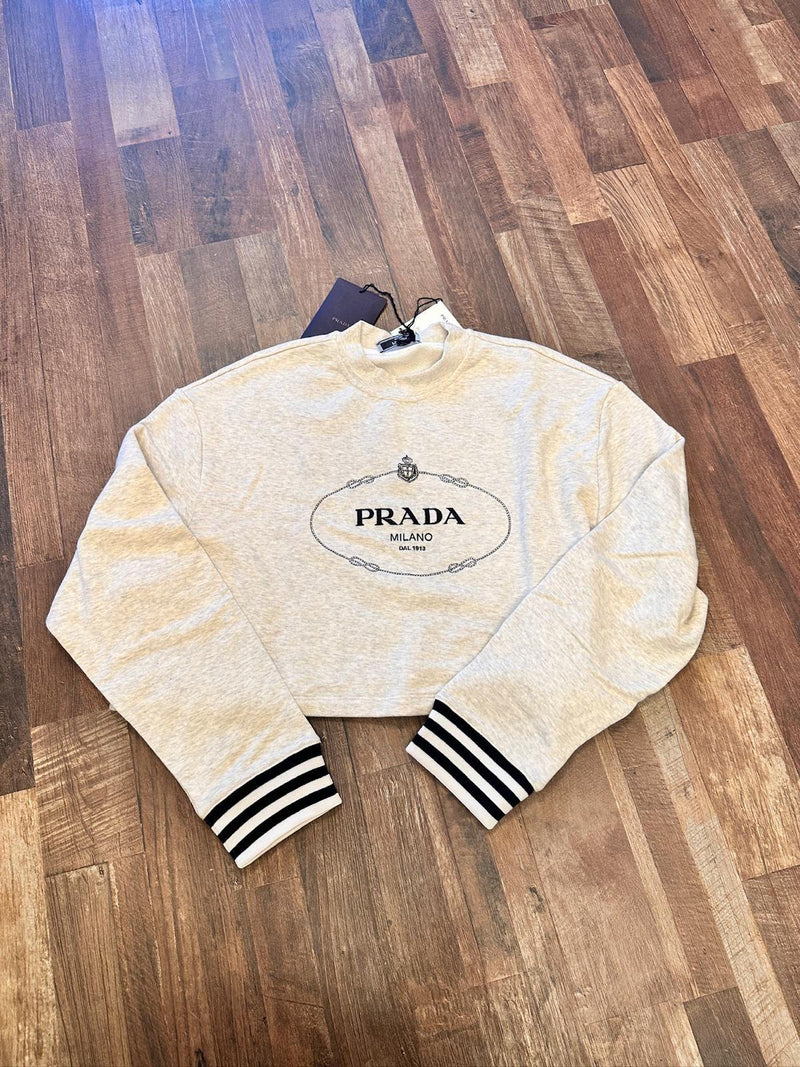 Prada Dove Grey Cropped Sweatshirt