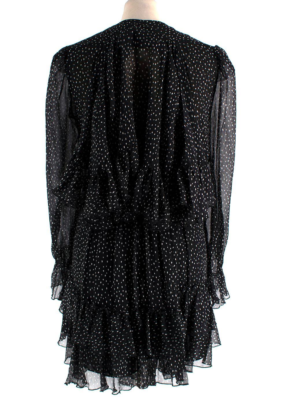 Diane Von Furstenberg Black Polkadot Chiffon Wrap Mini Dress