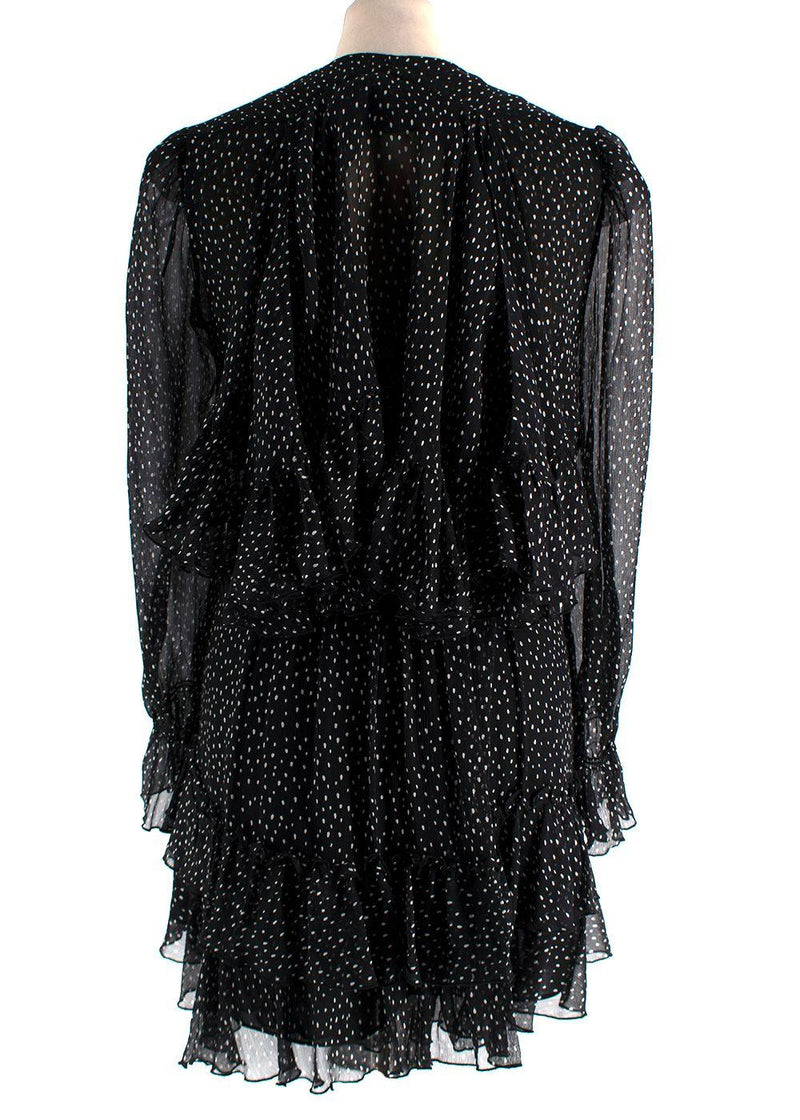 Diane Von Furstenberg Black Polkadot Chiffon Wrap Mini Dress