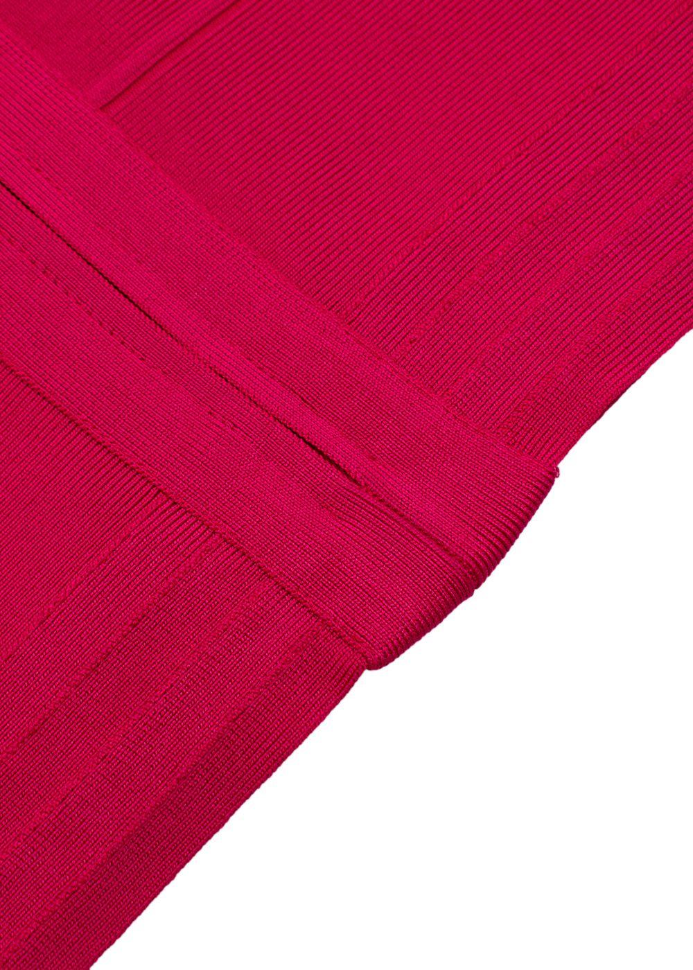 Pink Stretch Bandage V-Neck Zipped Dress