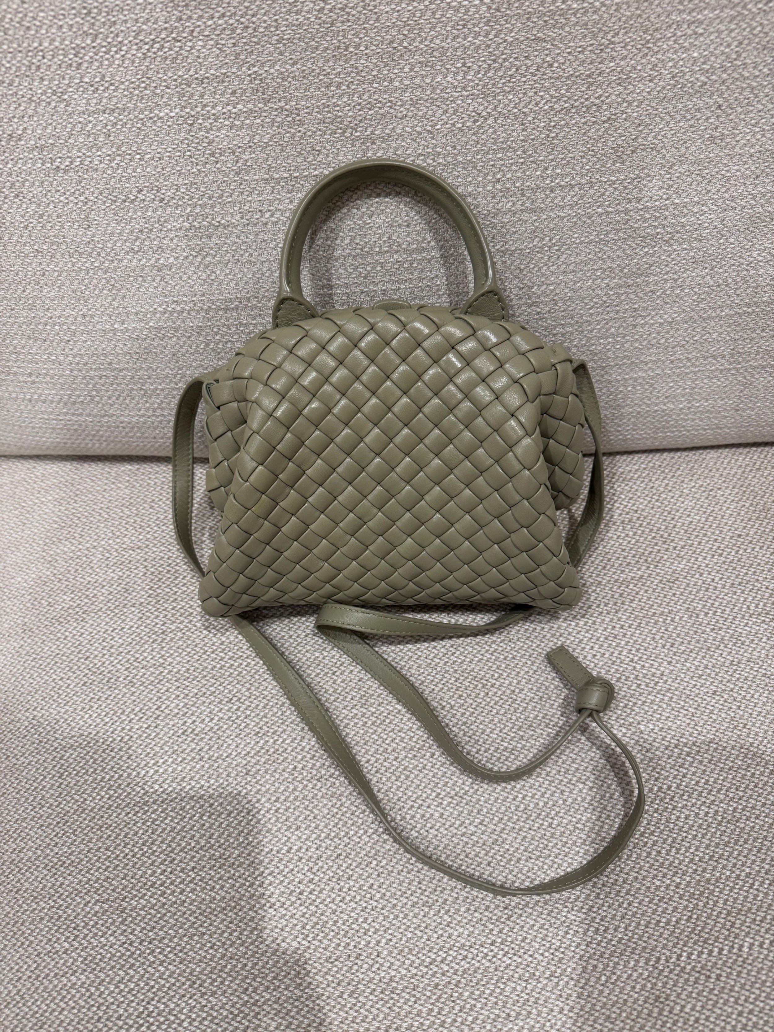 Bottega Veneta Mini Khaki Lambskin Satchel