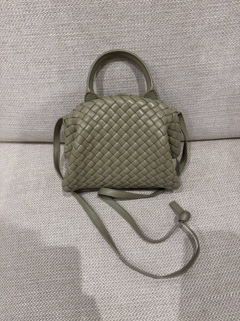 Bottega Veneta Mini Khaki Lambskin Satchel