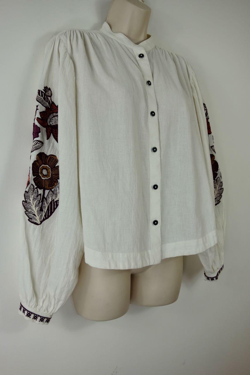 Ivory floral embroidered blouse