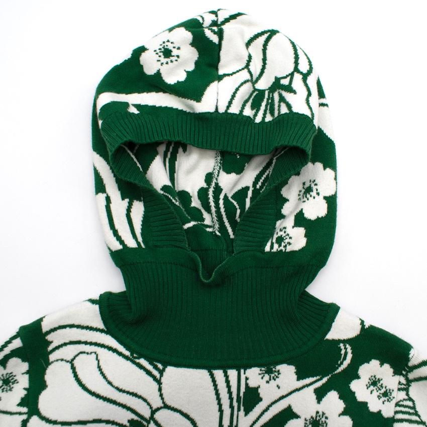 JoosTricot Green Floral Intarsia Hooded Jumper