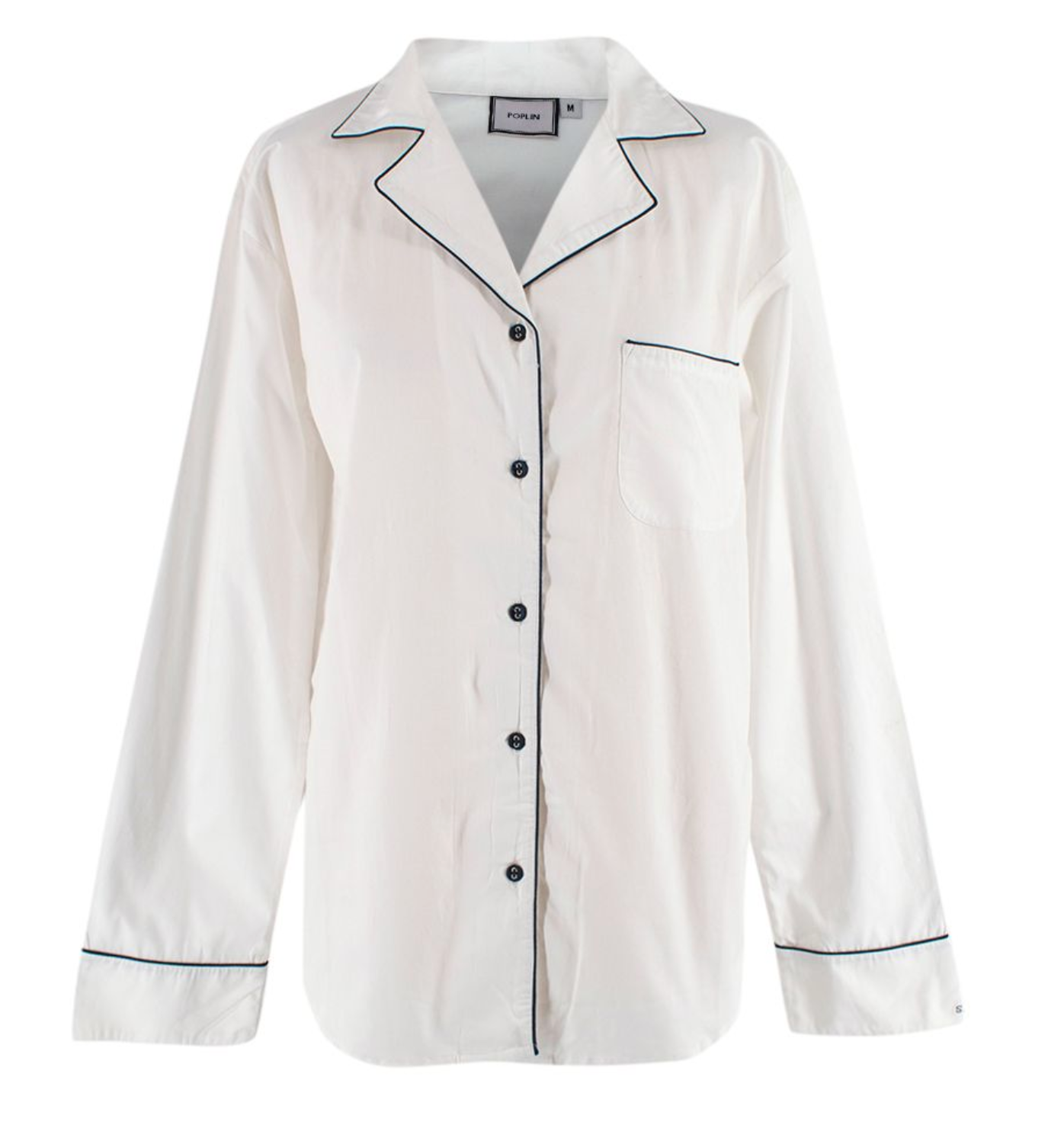 Poplin White Navy Trimmed Shirt
