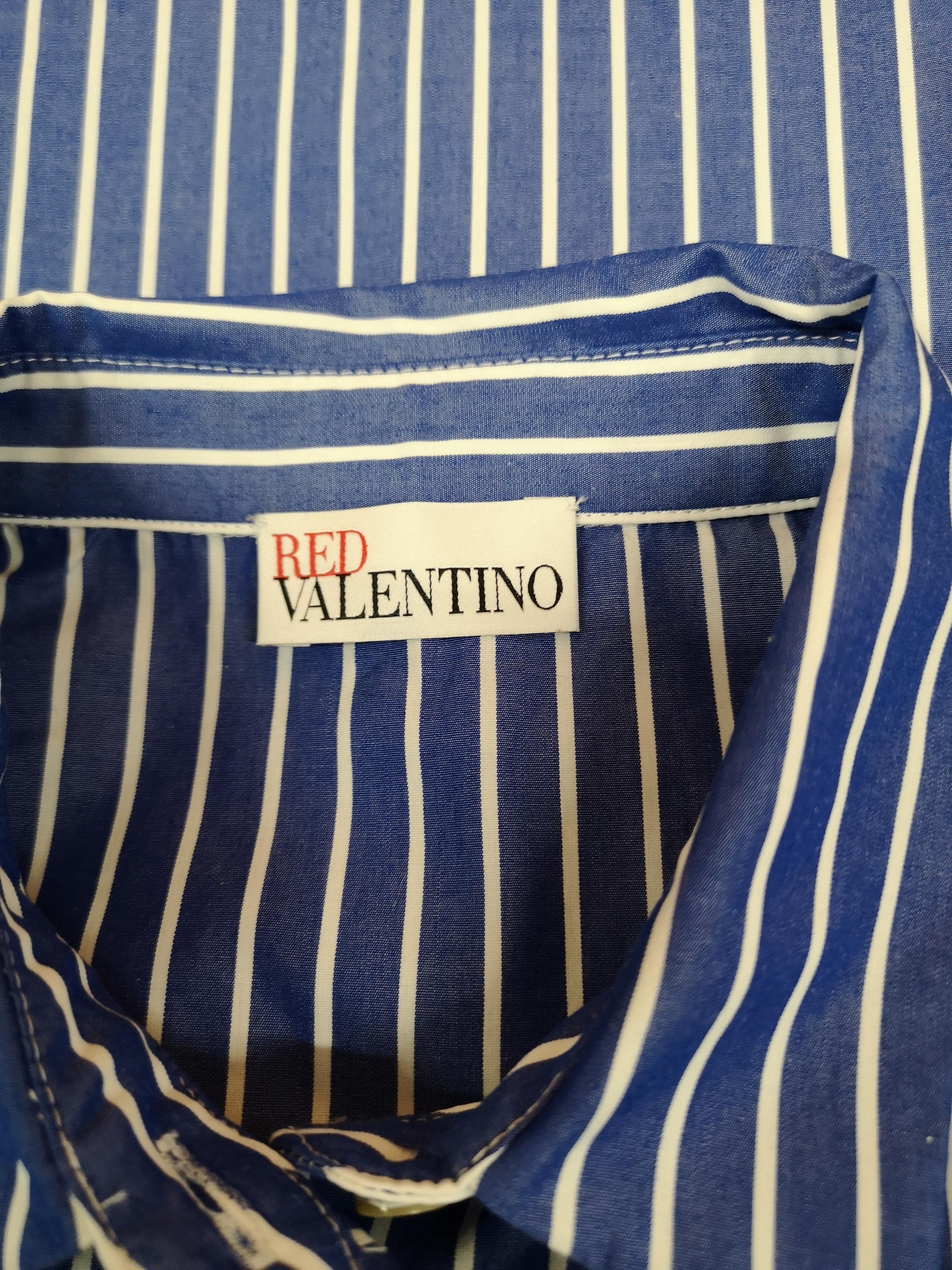 REDValentino Striped Cotton Ruffle Shirt