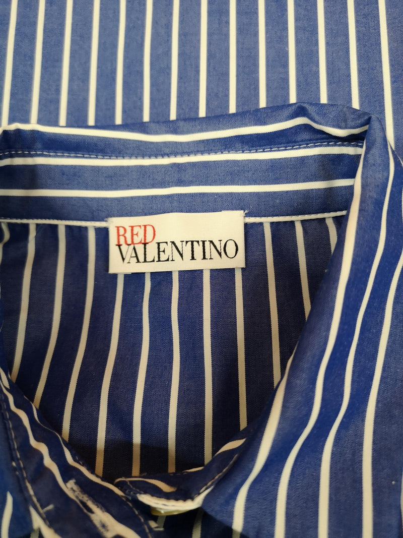 REDValentino Striped Cotton Ruffle Shirt