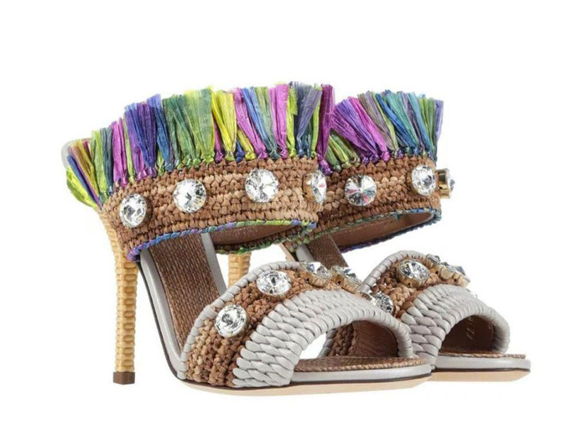 Tropical Jungle Fringed Heeled Sandals