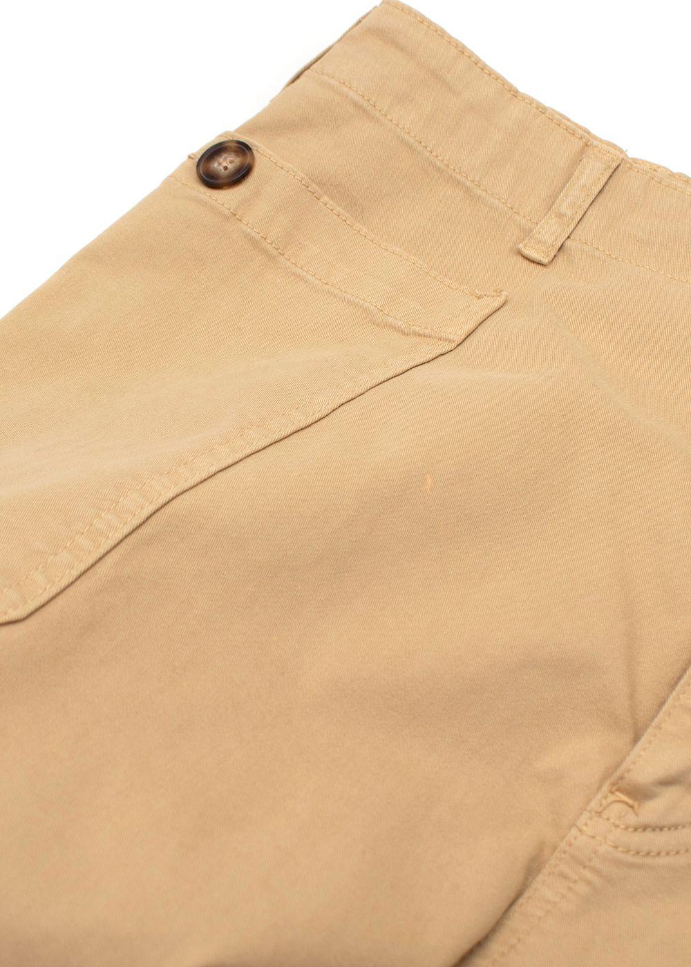 Frame Beige High Rise Cropped Twill Cargo Trousers