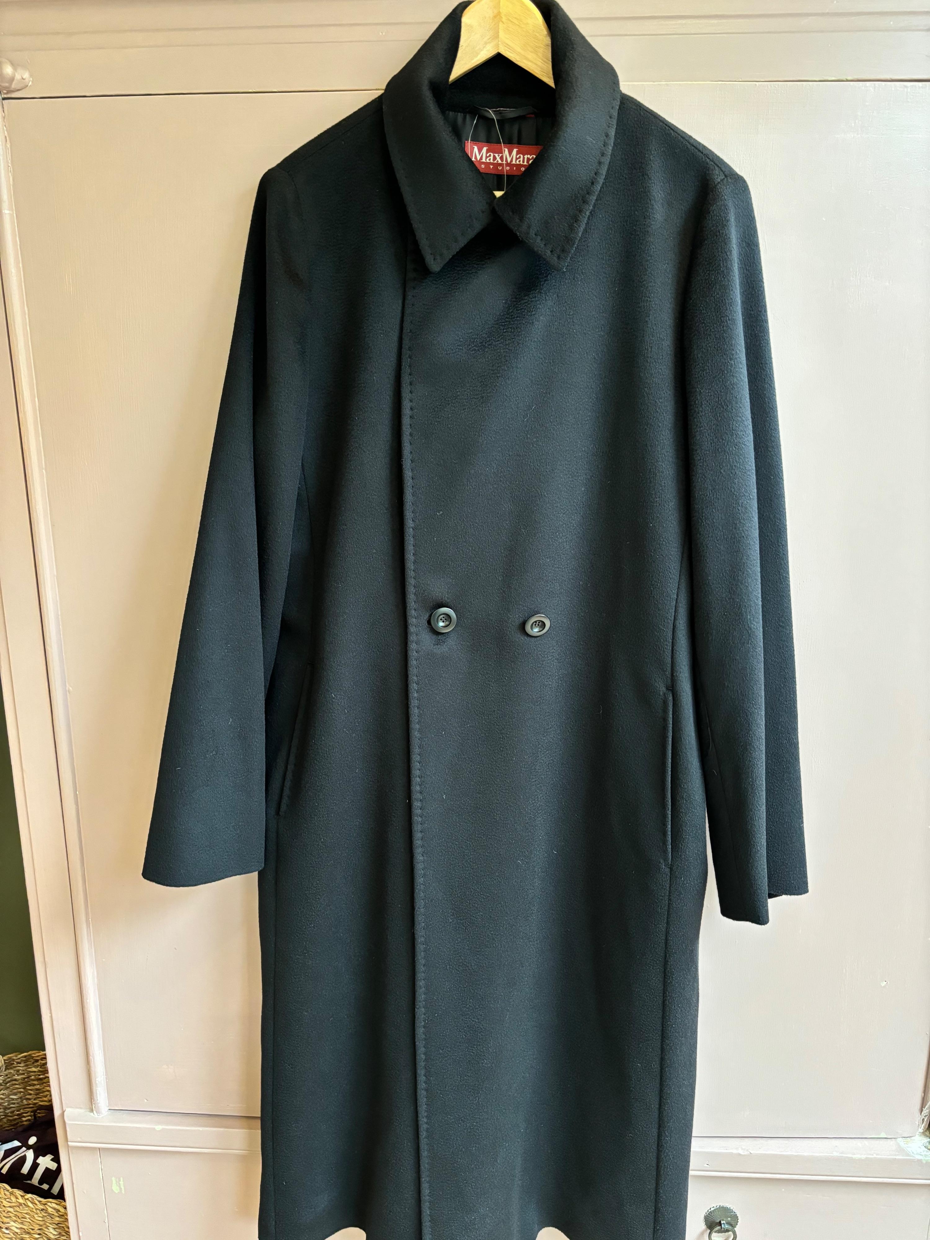 Black Wool Belted Coat