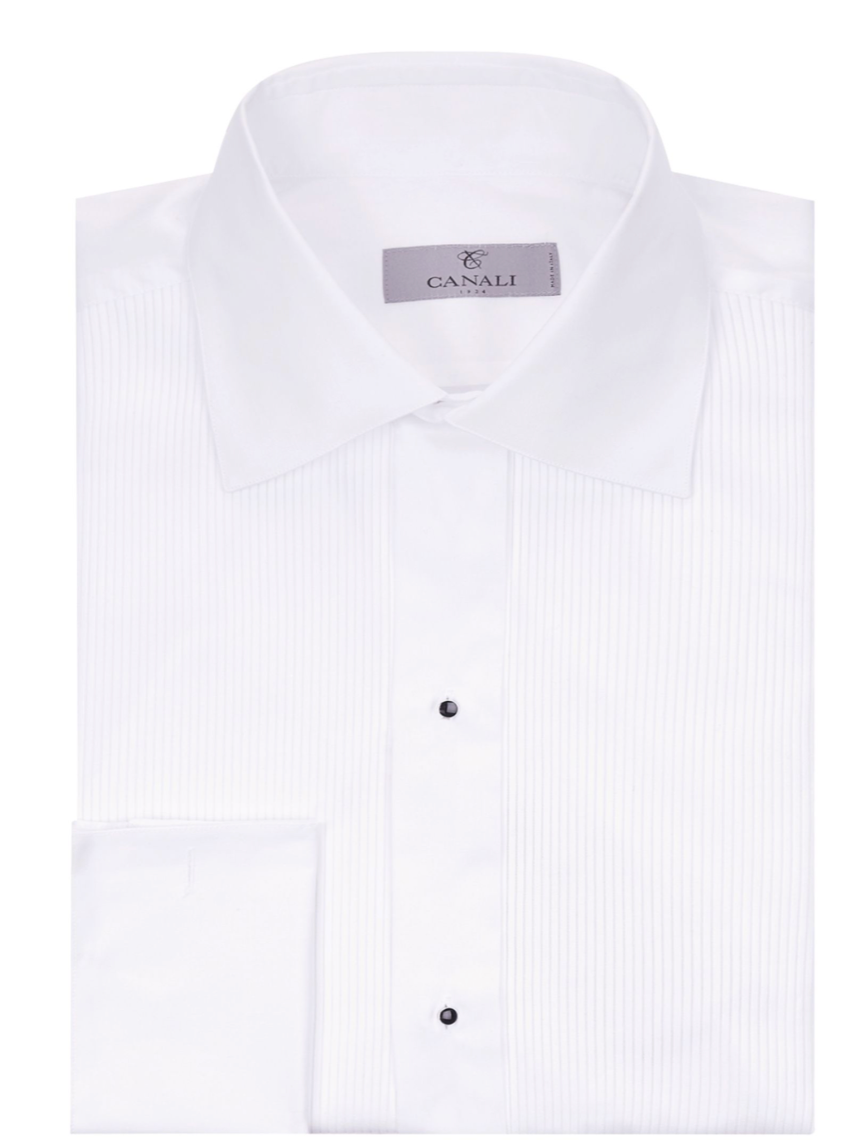 Canali White Pleated Dress Shirt
