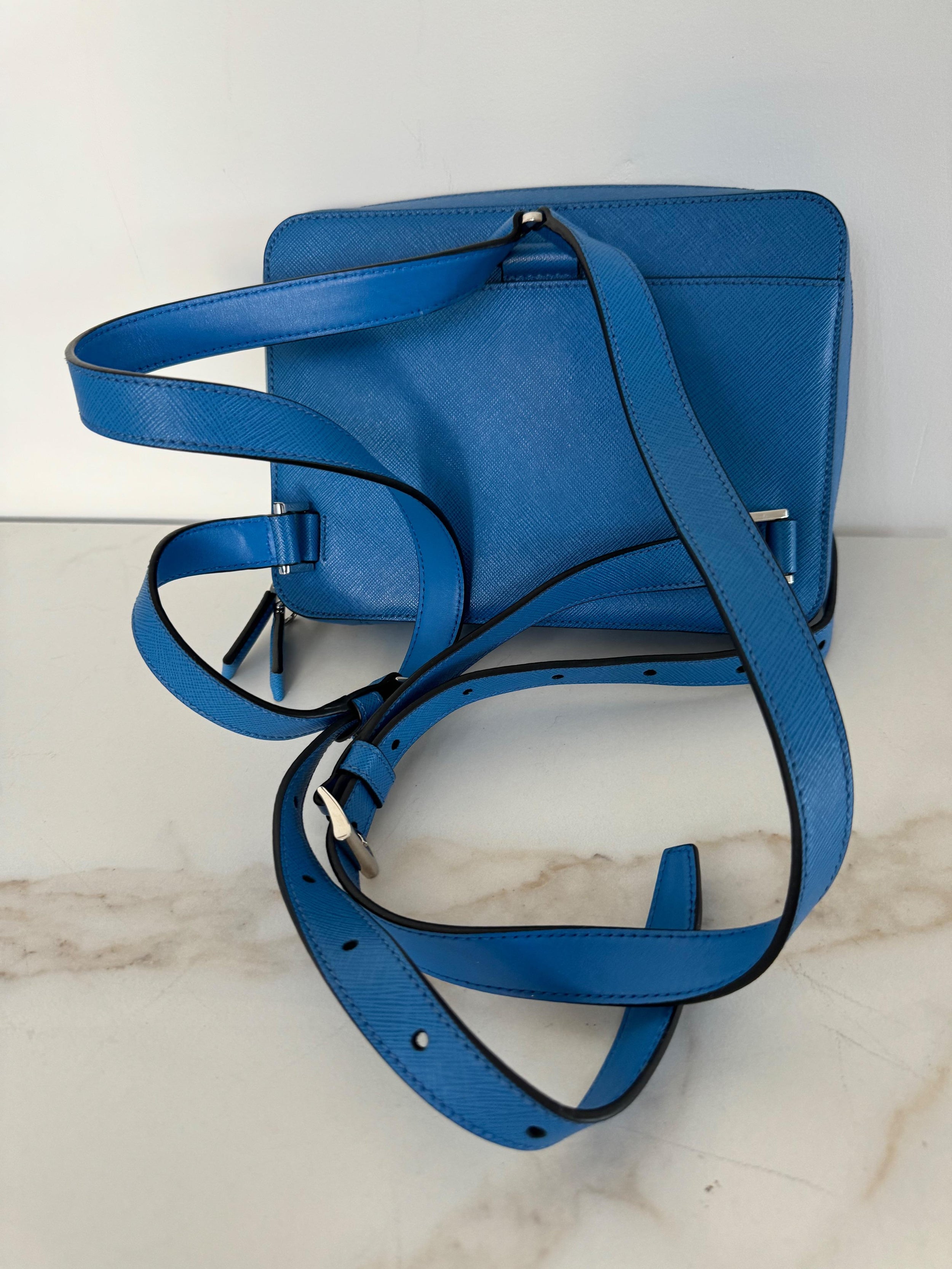 Prada Blue Saffiano Leather Backpack