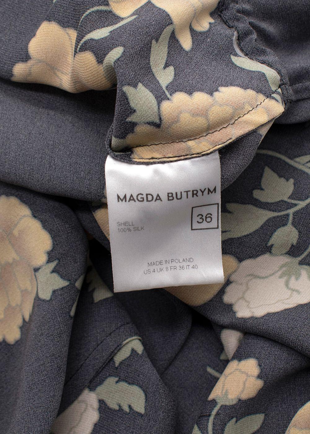 Magda Butrym Black Yellow Florals Silk Mini Dress
