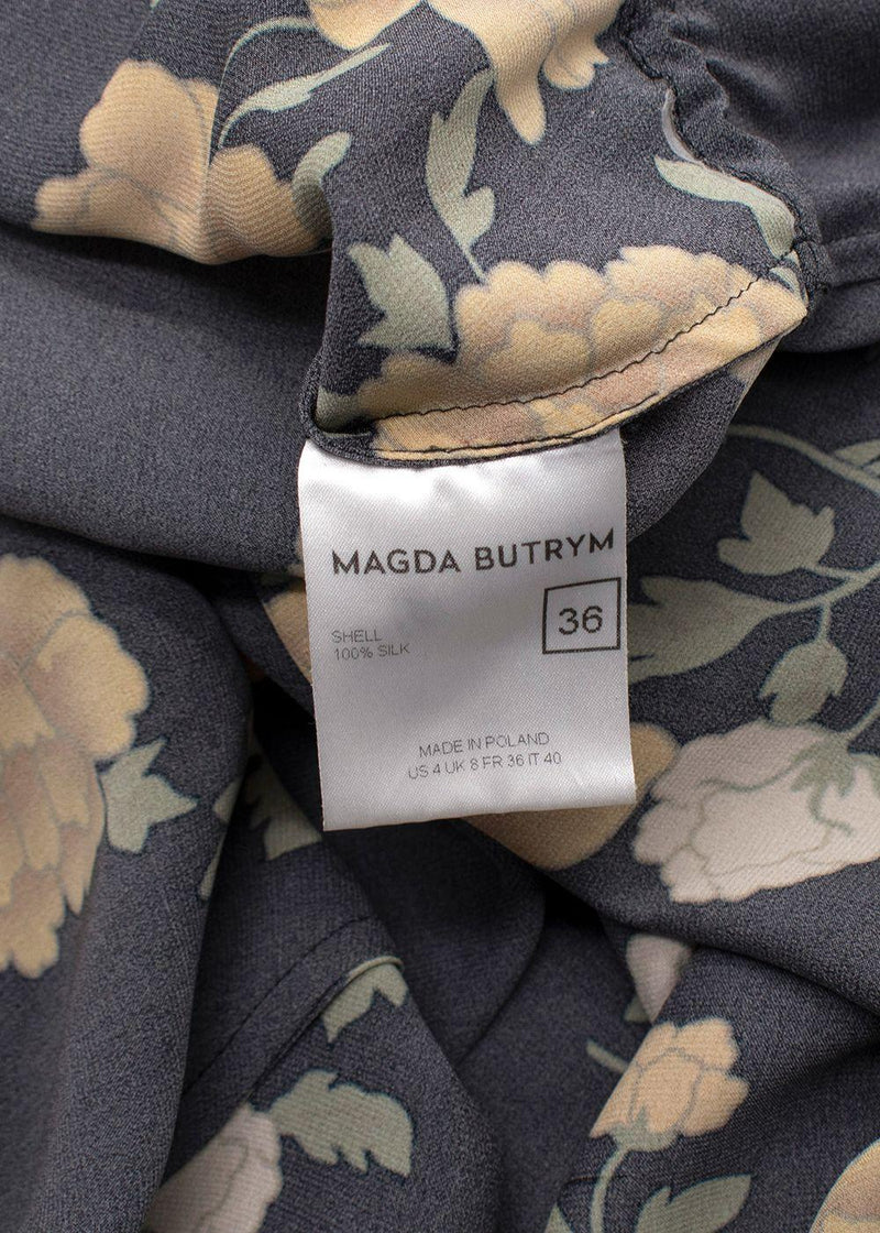 Magda Butrym Black Yellow Florals Silk Mini Dress