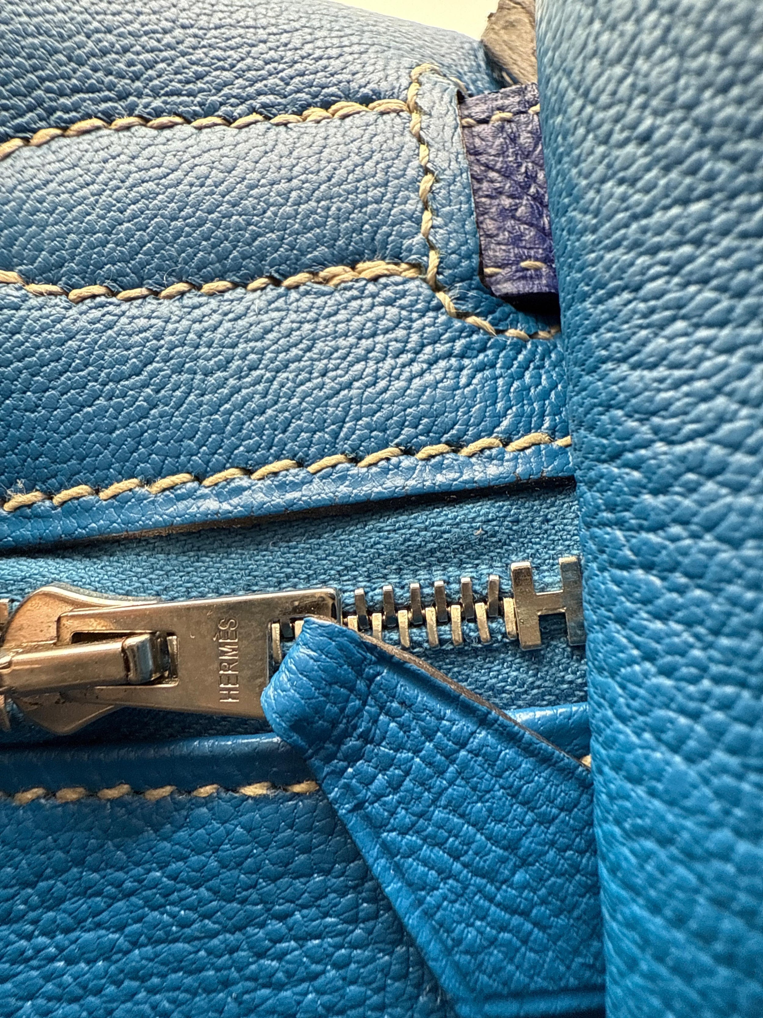 Hermes Kelly 32 Candy Veau Epsom Bleu Electrique with palladium silver hardware