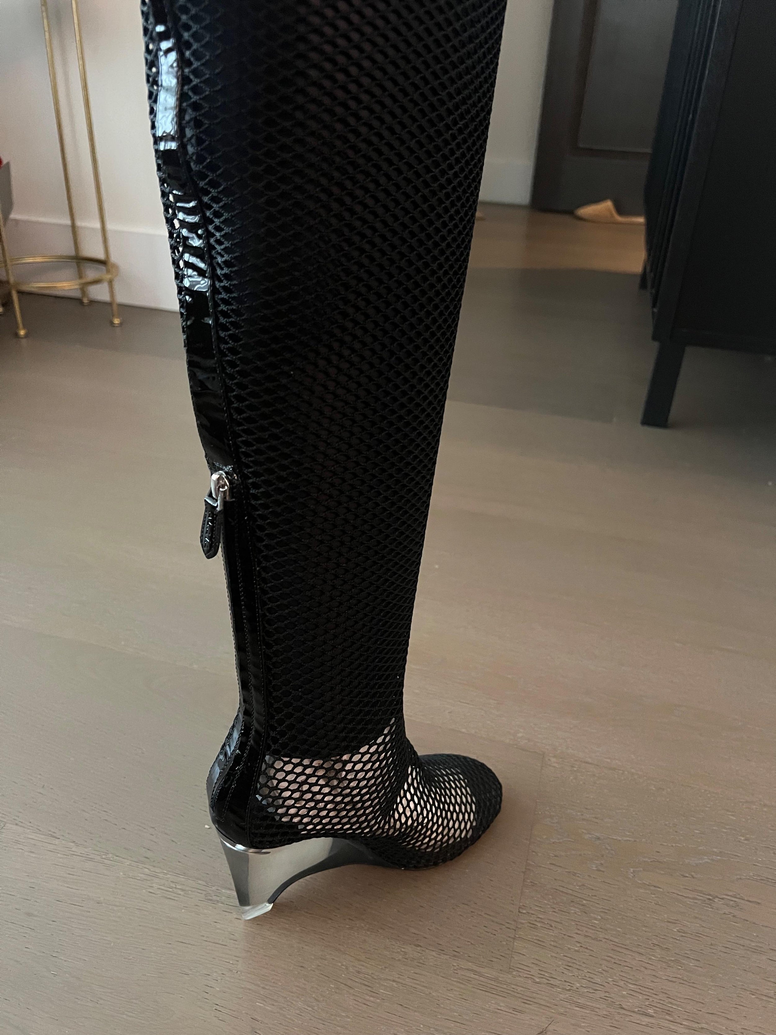 Alaia Clear wedge Over the Knee Boots