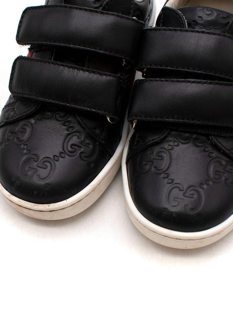 Black GG embossed leather Ace trainers