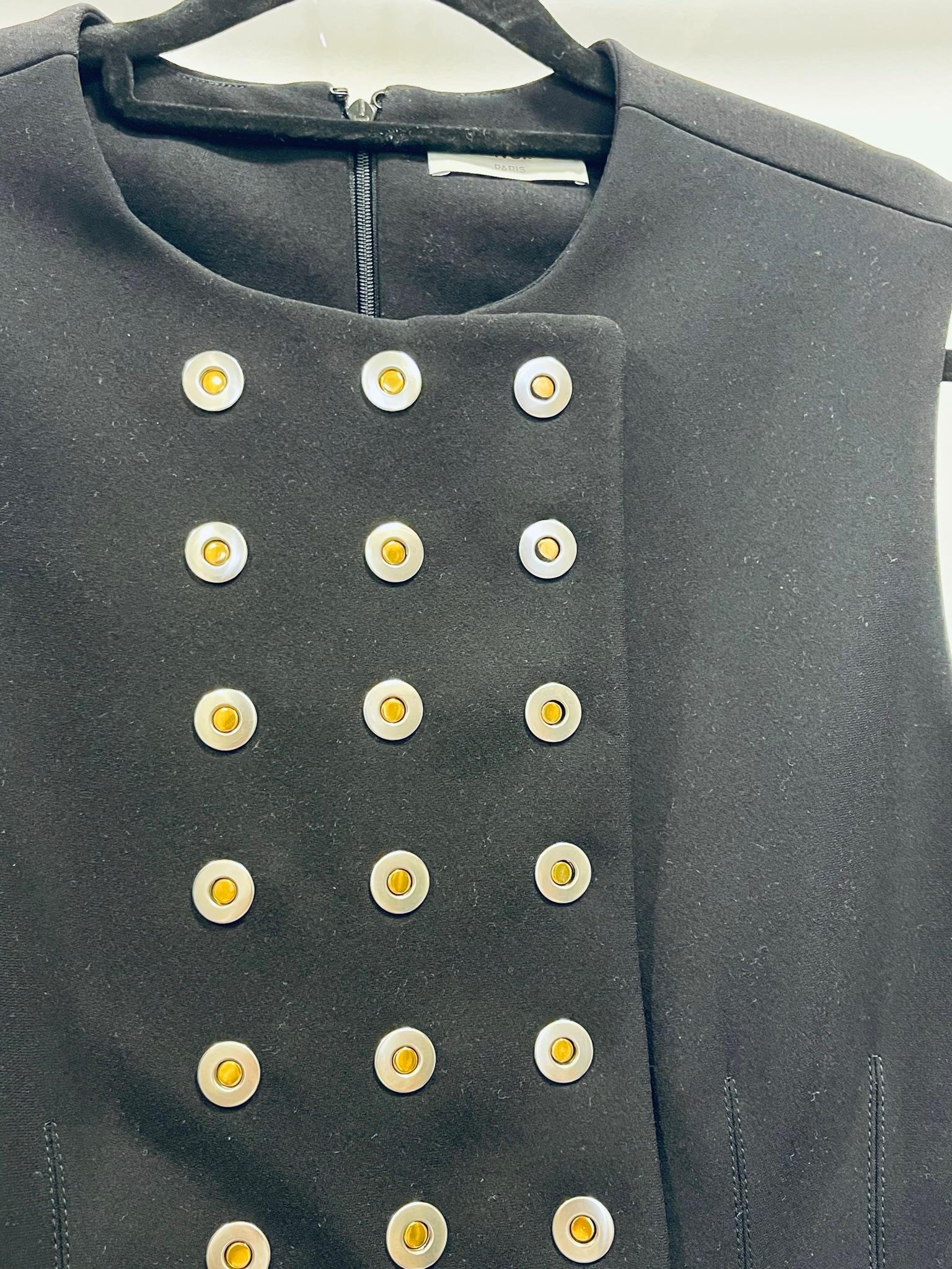 black crepe rivet embellished dress