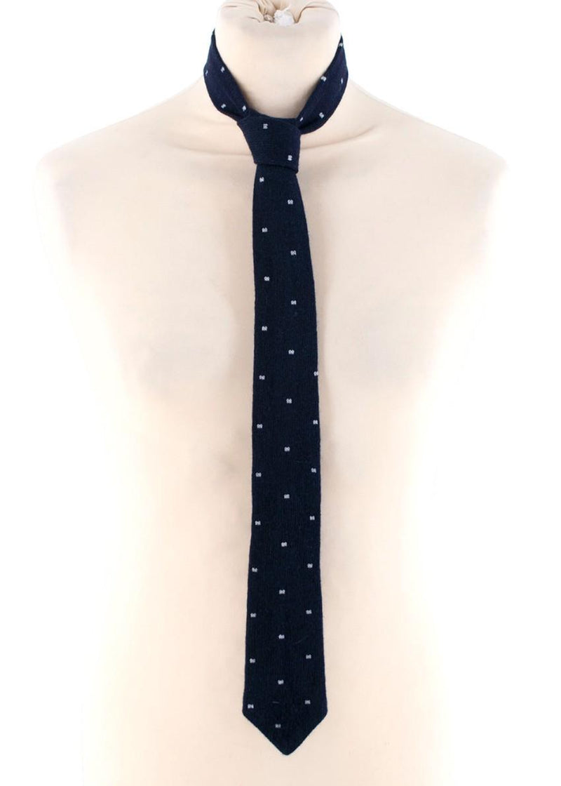Roda Navy Knitted Polka Dot Tie
