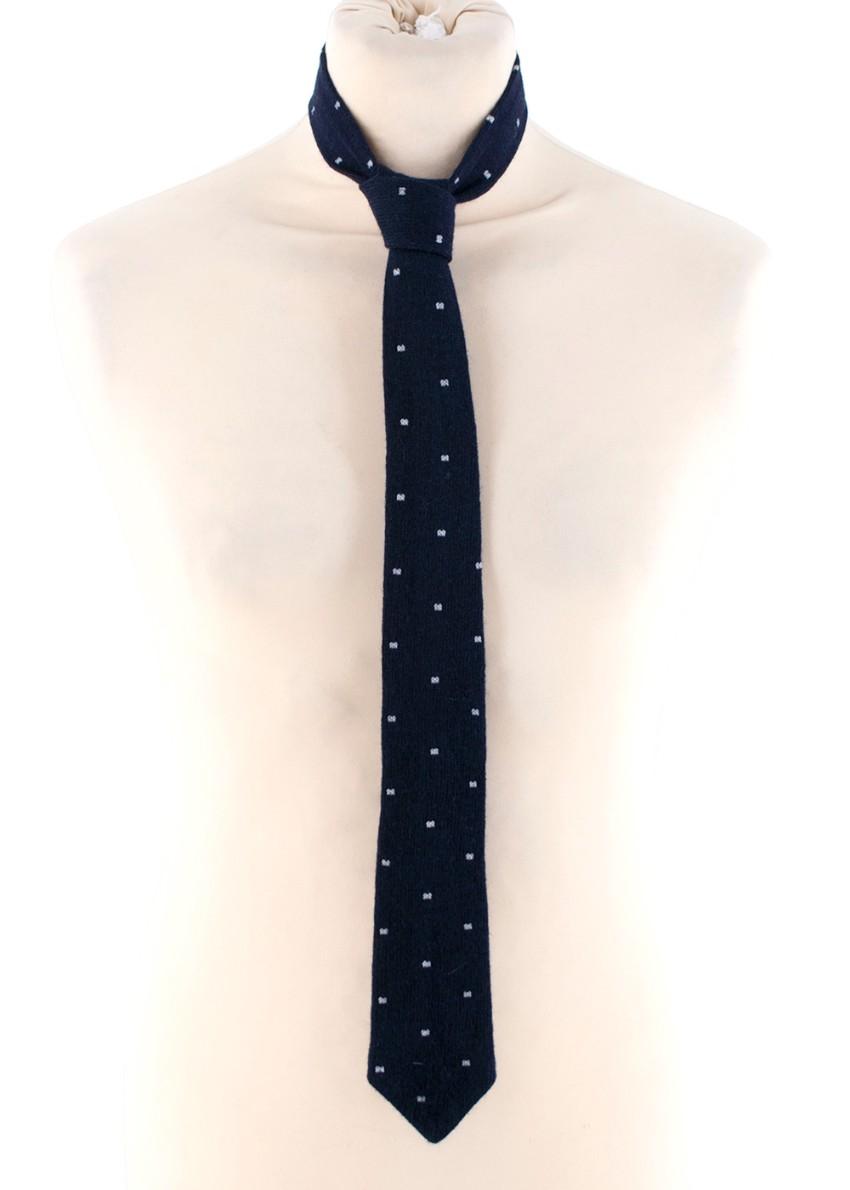 Roda Navy Knitted Polka Dot Tie