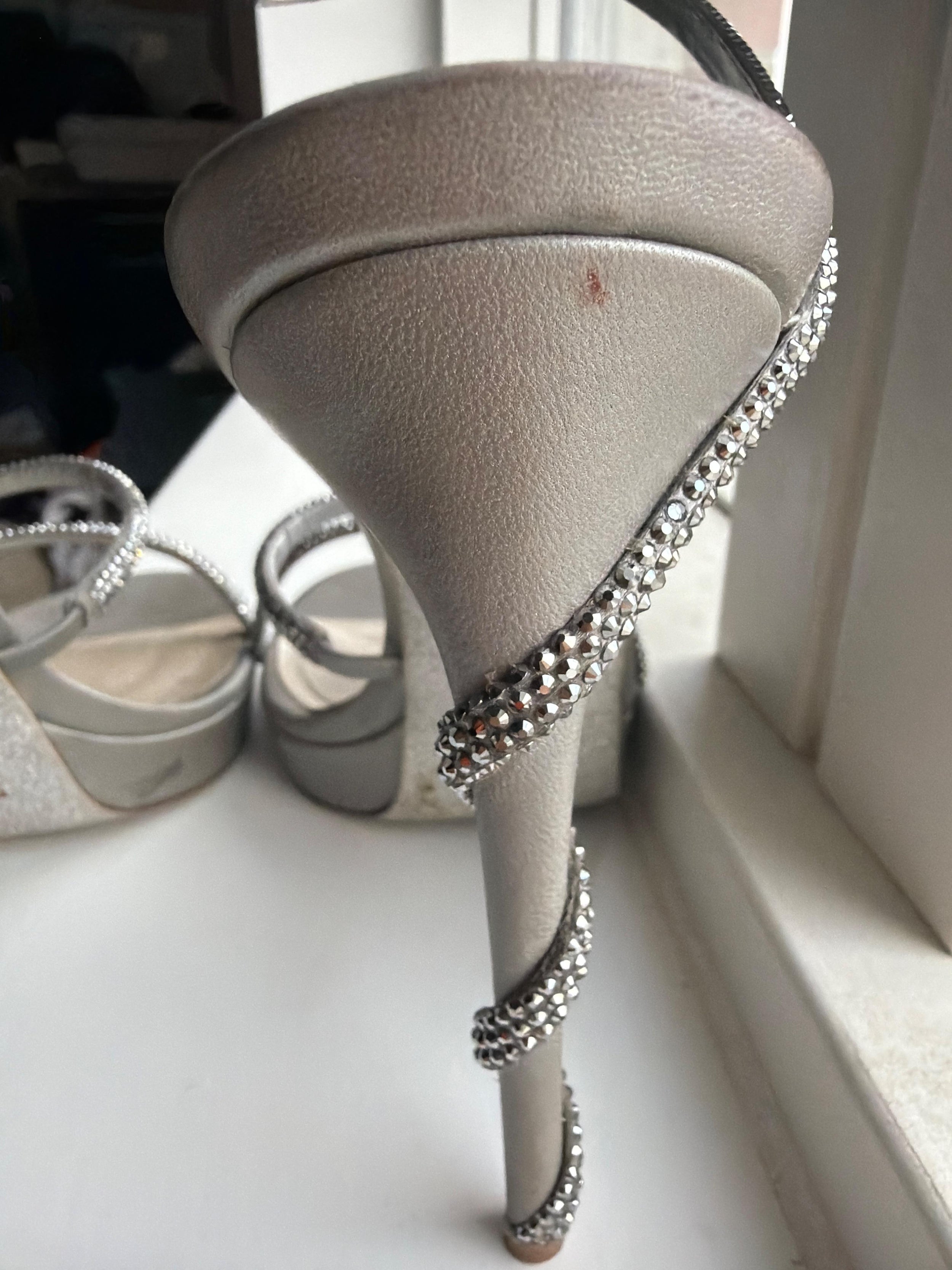 René Caovilla Silver Margot 120 Crystal-embellished Sandals