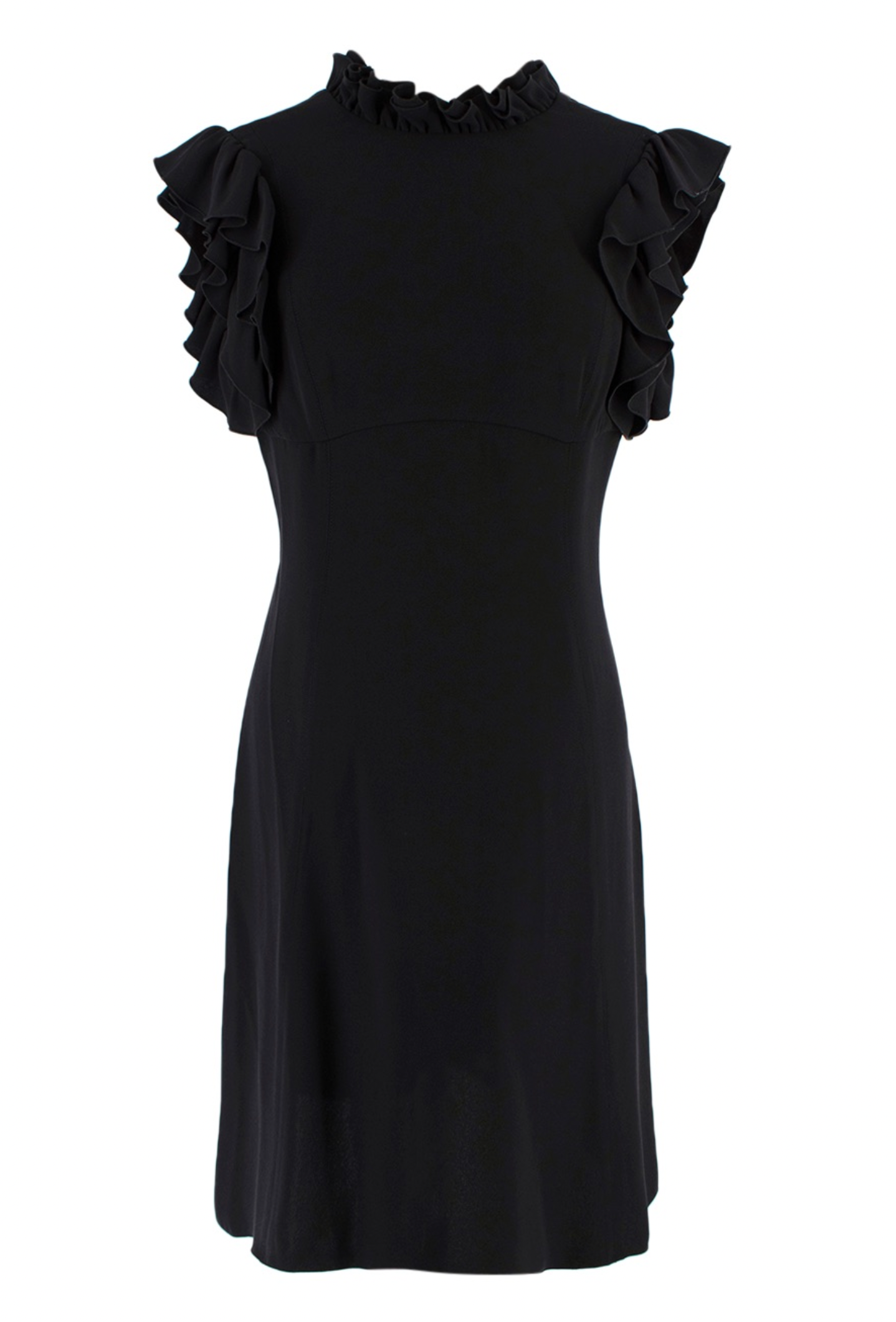 Balenciaga Black Ruffled Trimmed Mini Dress