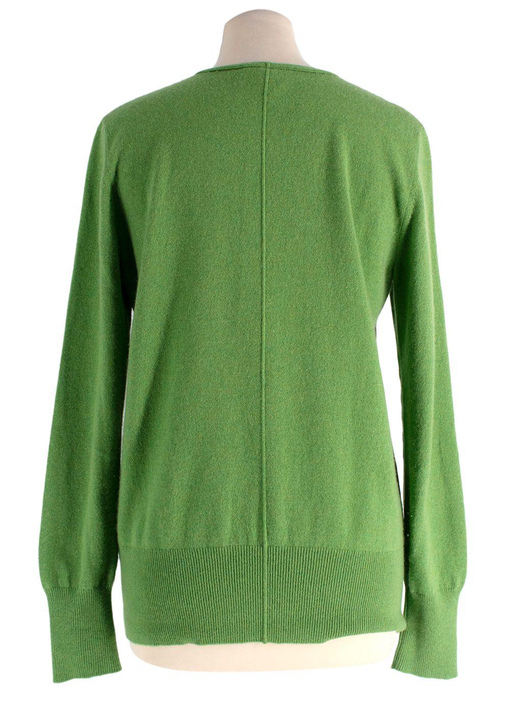 Akris Green Cashmere V-Neck Sweater