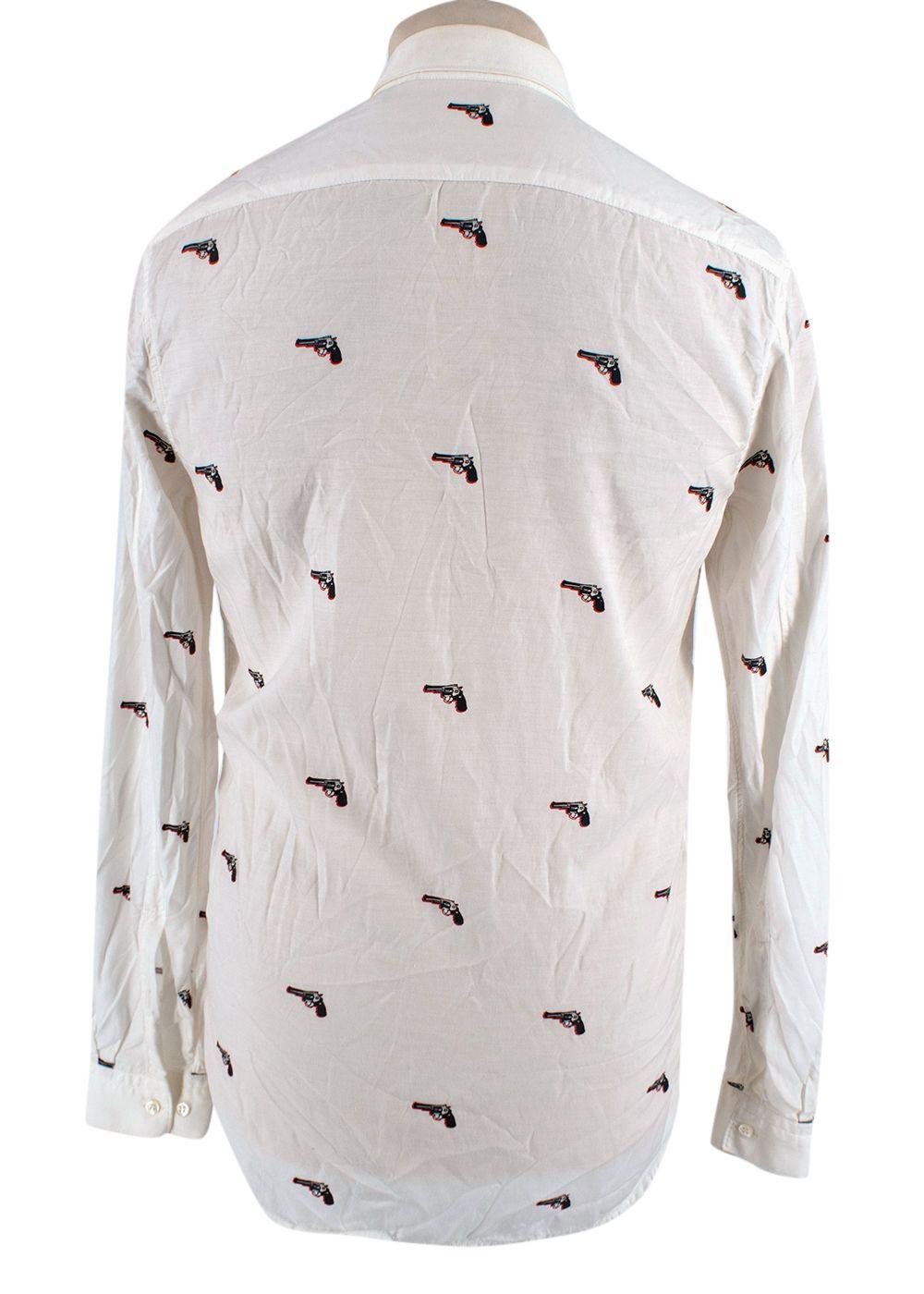 Pistol Print White Cotton Shirt