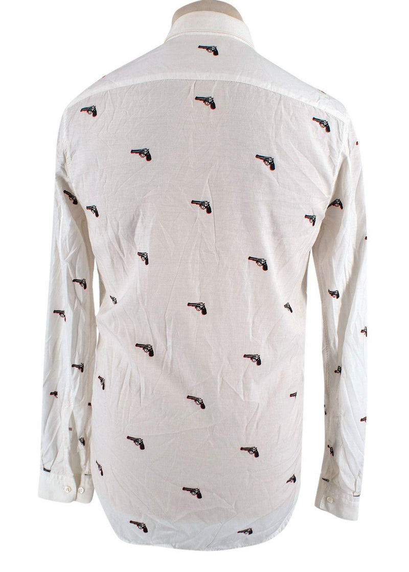 Pistol Print White Cotton Shirt