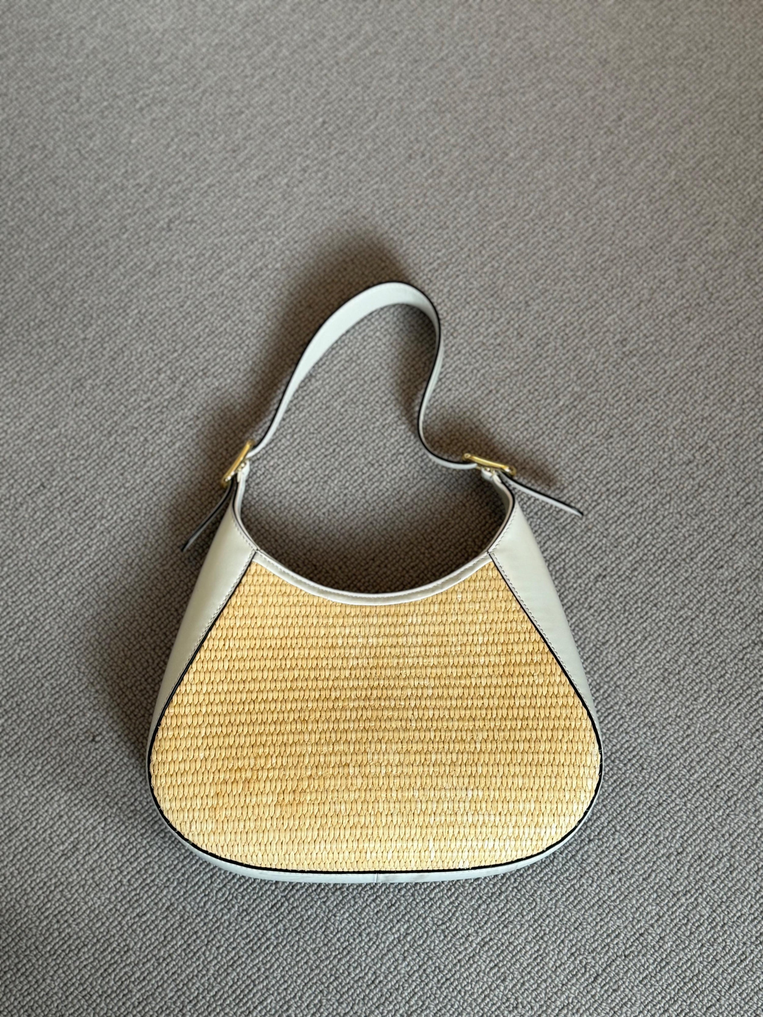 Prada Natural Raffia Cleo Shoulder Bag