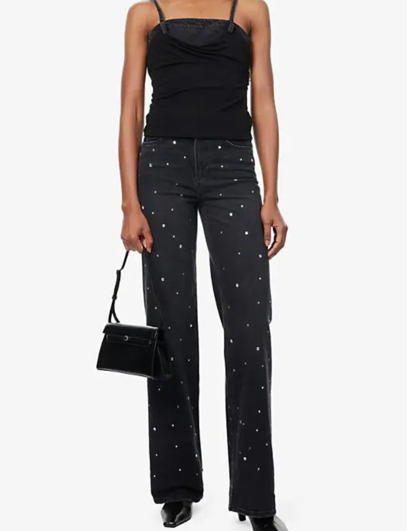 Paige  Sasha Crystal-Embellished Wide-Leg Jeans