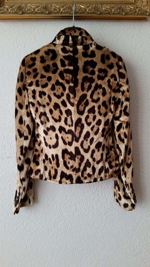 Dolce & Gabbana Velour Leopard Print Jacket