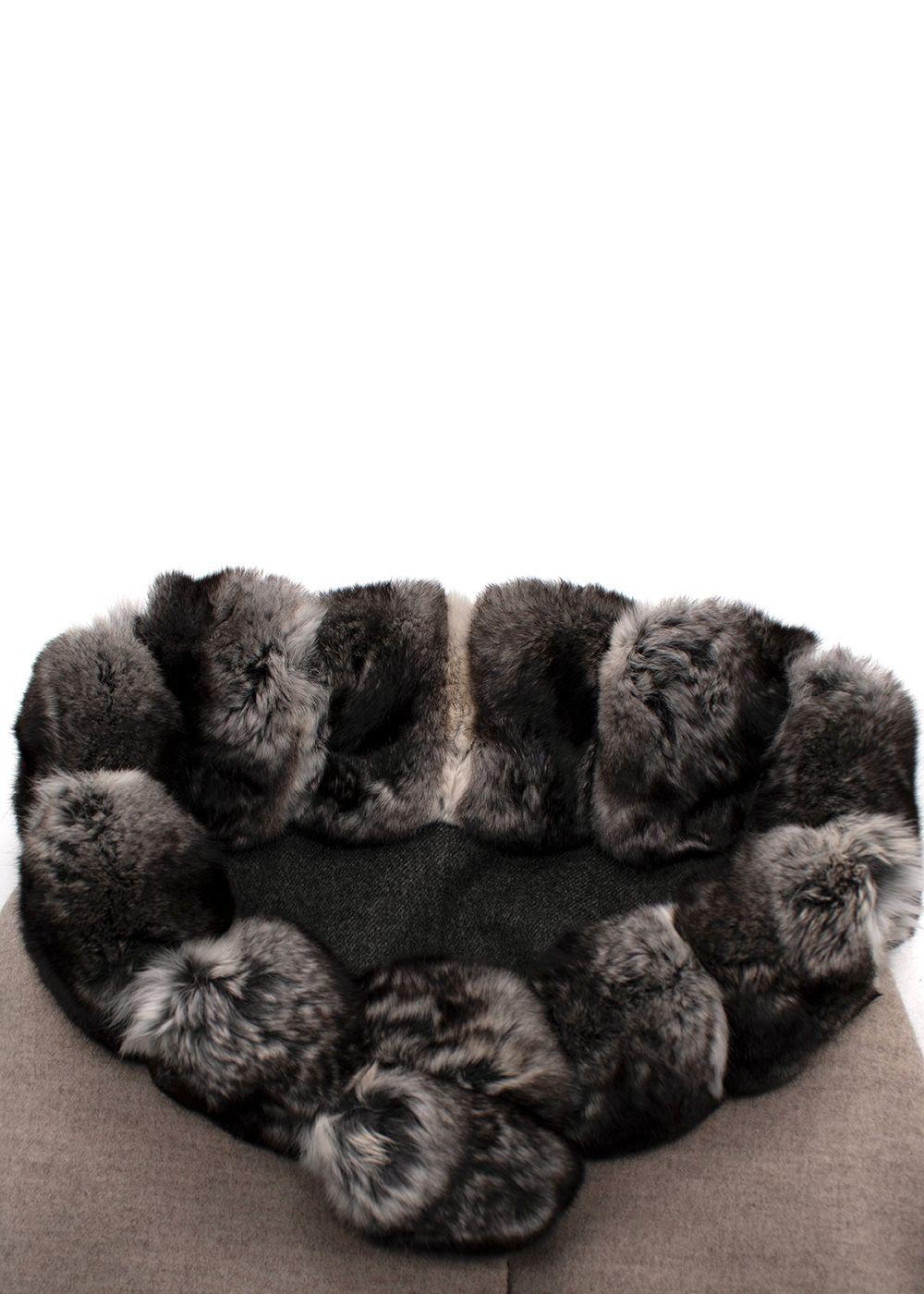 Shaky Loro Piana Brown Reversible Wool Jacket with Chinchilla Collar