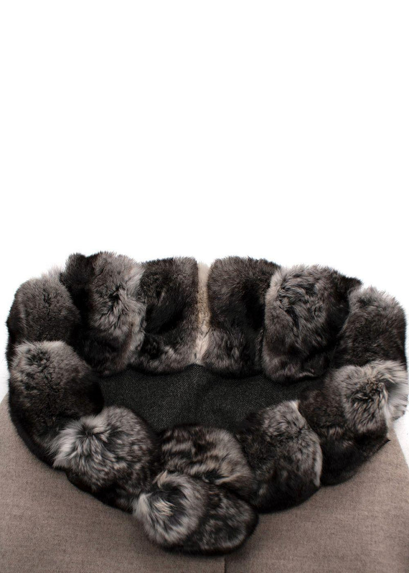 Shaky Loro Piana Brown Reversible Wool Jacket with Chinchilla Collar